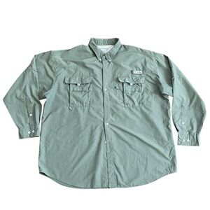 Columbia PFG Shirt Men XXL Green Omni Shade Fishing Long Sleeve Vented Fishing